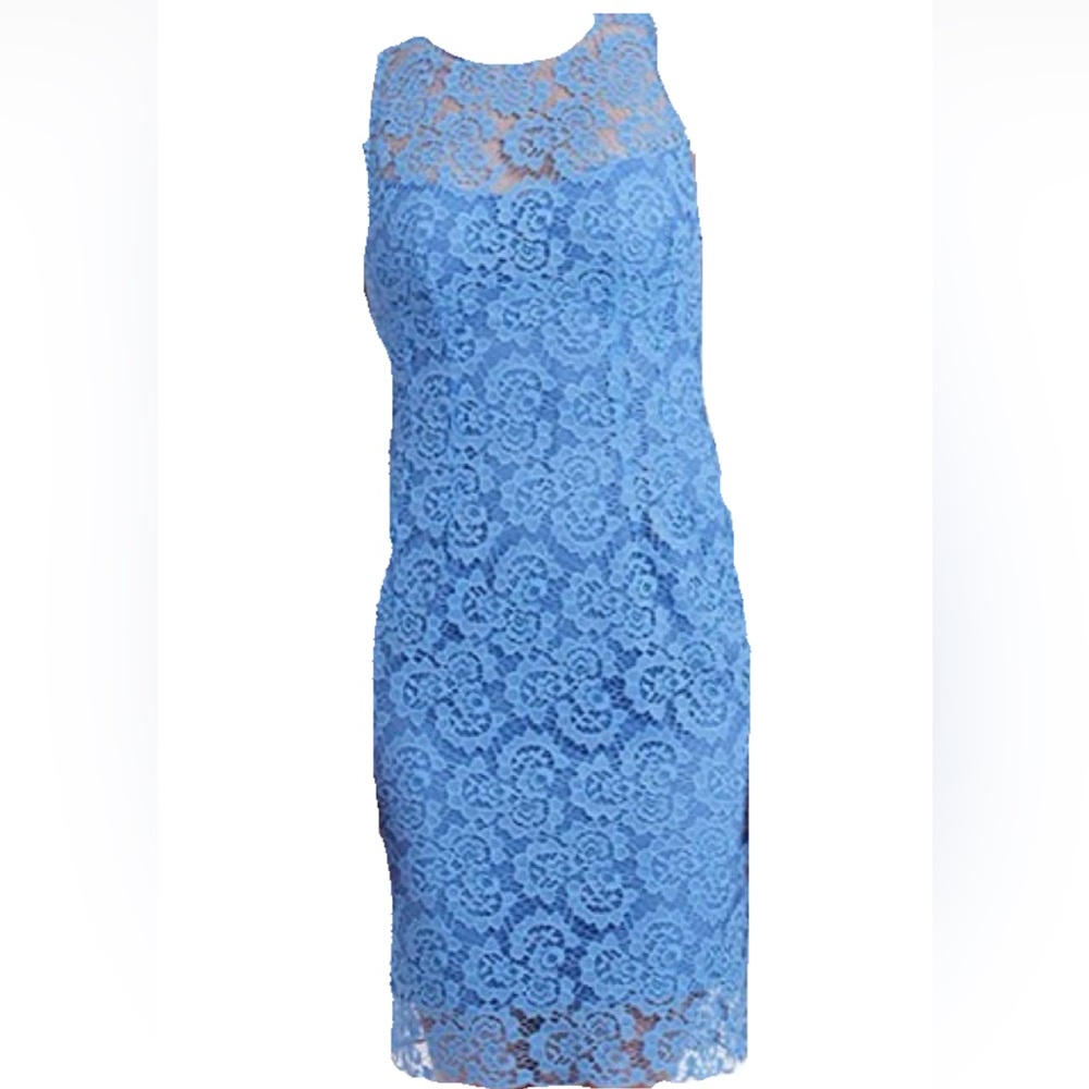 Nanette Lepore Sultry Lace Sheath Periwinkle Blue Dress Open Back Size 4